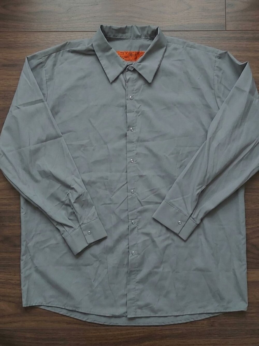 Red Kap SP16LA Men's Long Sleeve Work Shirt Light Gray Snap Front Industrial 2XL